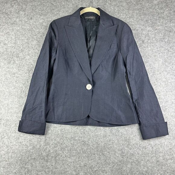 Lafayette 148 New York Blazer Womens 4 Linen Wool Notched Lapel Cuffed Jacket - Picture 1 of 16